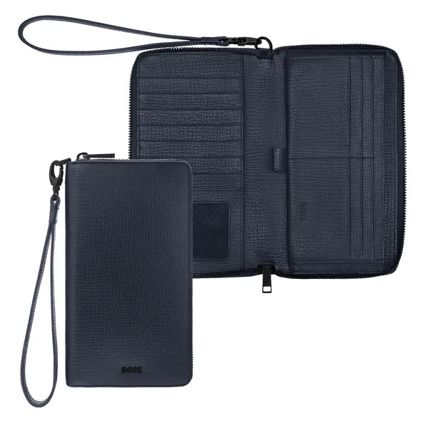 HUGO BOSS Card Holder Double B Saffiano, gunmetal