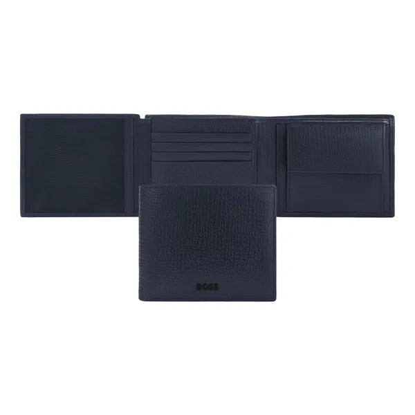 HUGO BOSS, Brieftasche & geldbörse mit Klappe, Grid, Navy