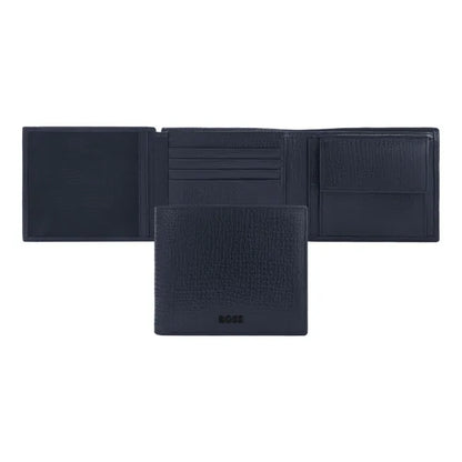 HUGO BOSS, Brieftasche & geldbörse mit Klappe, Grid, Navy