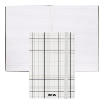 HUGO BOSS, Notizbuch, A5, Checkered, White