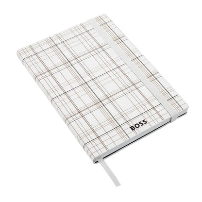 HUGO BOSS, Notizbuch, A5, Checkered, White
