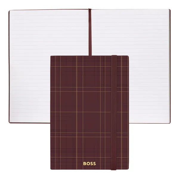 HUGO BOSS, A5 Notizbuch Checkered, Burgundy, Lined