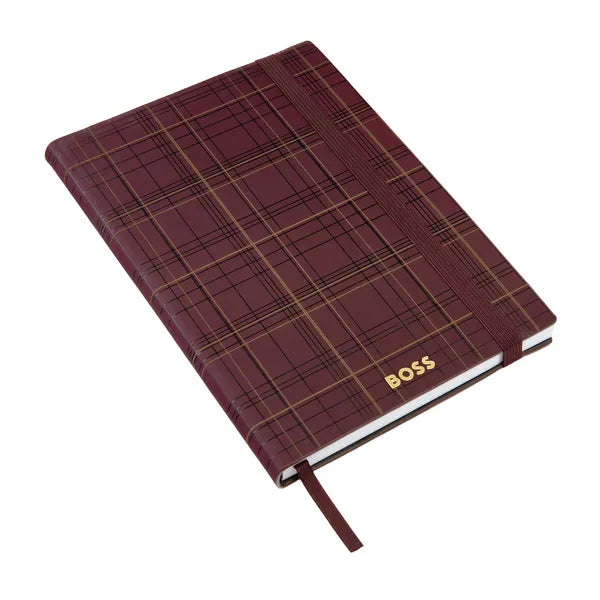 HUGO BOSS, A5 Notizbuch Checkered, Burgundy, Lined