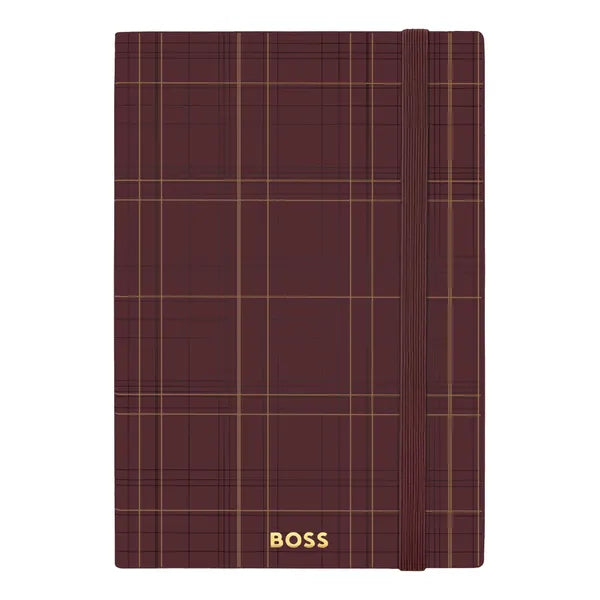 HUGO BOSS, A5 Notizbuch Checkered, Burgundy, Lined