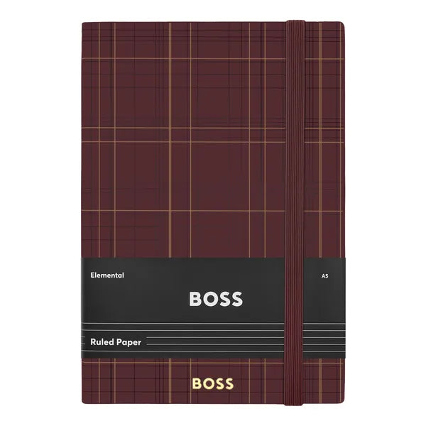 HUGO BOSS, A5 Notizbuch Checkered, Burgundy, Lined