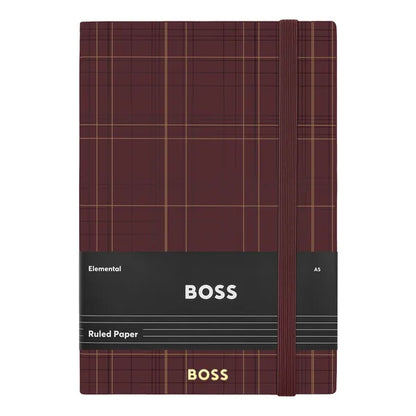 HUGO BOSS, A5 Notizbuch Checkered, Burgundy, Lined
