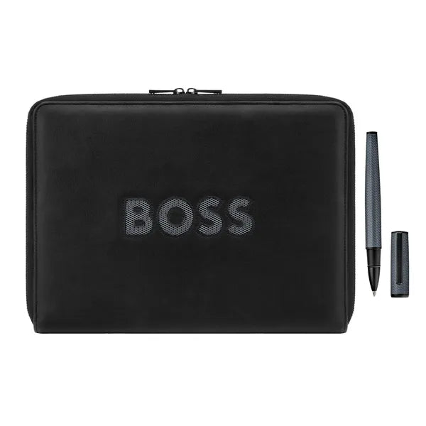 HUGO BOSS Schreibset, Black (Tintenroller & Konferenzmappe A4)