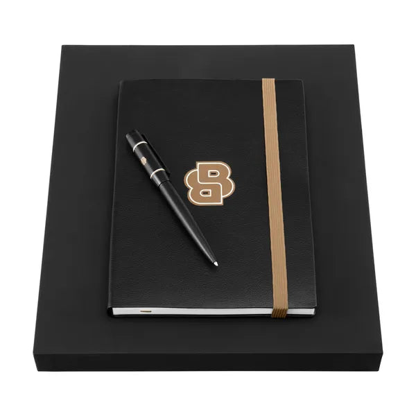 HUGO BOSS Schreibset, Black, Kugelschreiber & Notizblock A5