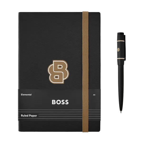 HUGO BOSS Schreibset, Black, Kugelschreiber & Notizblock A5