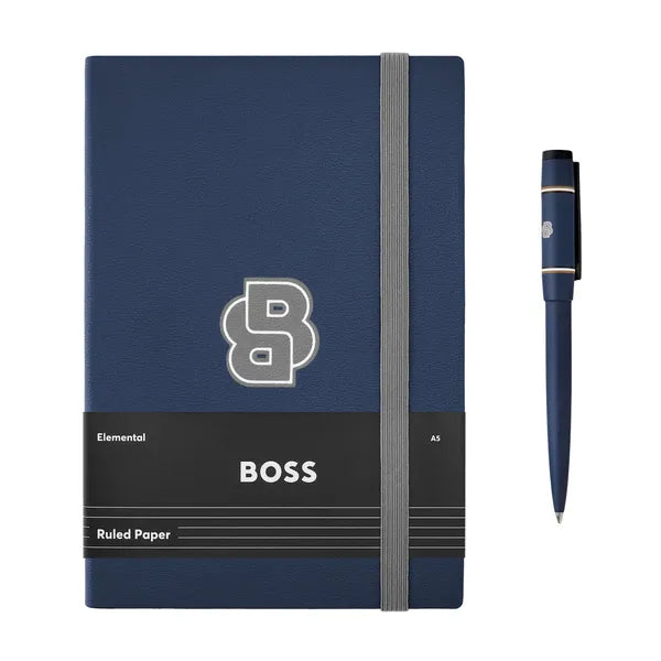 HUGO BOSS Schreibset, Navy, Kugelschreiber & Notizblock A5