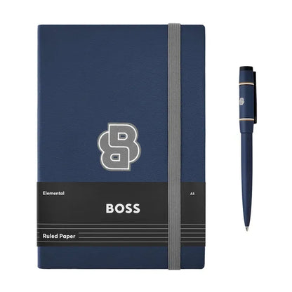 HUGO BOSS Schreibset, Navy, Kugelschreiber & Notizblock A5