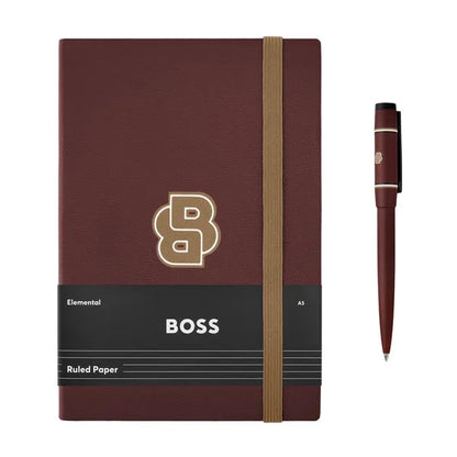 HUGO BOSS Schreibset, Burgundy, Kugelschreiber & Notizblock A5