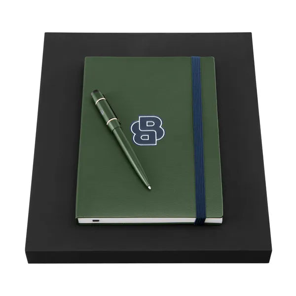 HUGO BOSS Schreibset, Forest Green, Kugelschreiber & Notizblock A5