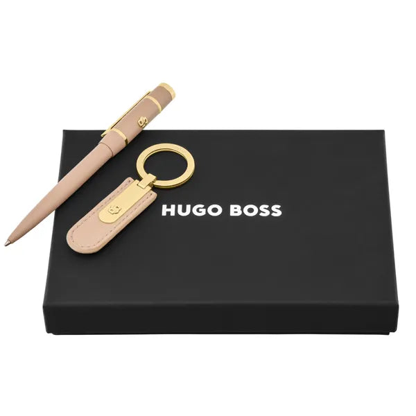 HUGO BOSS Schreibset, Nude, Kugelschreiber & Schlüsselring