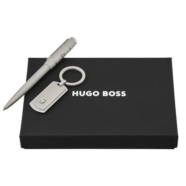 HUGO BOSS Schreibset, Chrome, Kugelschreiber & Schlüsselring