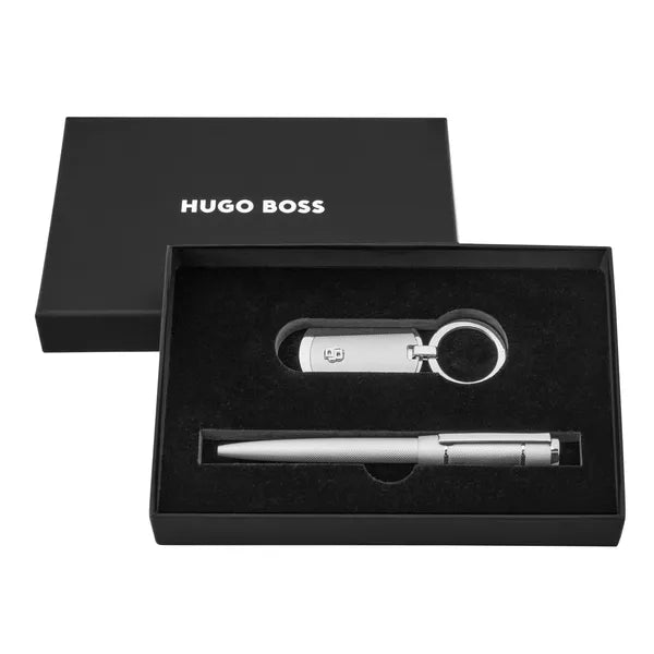 HUGO BOSS Schreibset, Chrome, Kugelschreiber & Schlüsselring