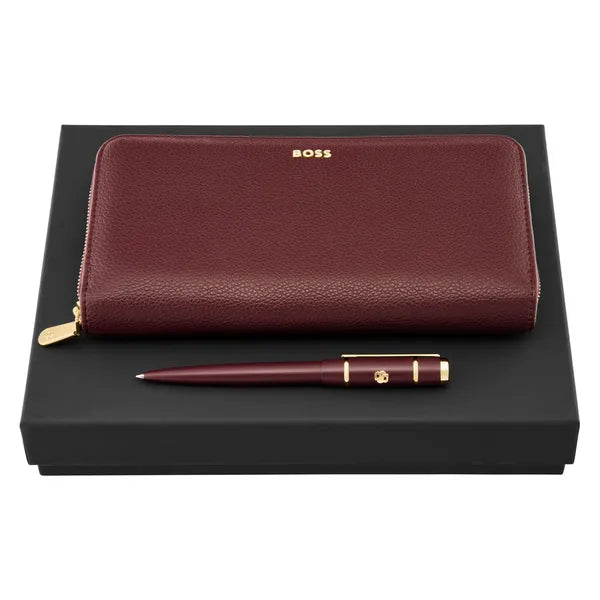 HUGO BOSS Geschenkset Burgundy, Kugelschreiber & Brieftasche