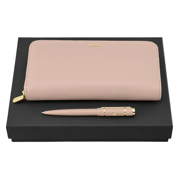 HUGO BOSS Geschenkset Nude, Kugelschreiber & Brieftasche