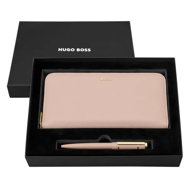 HUGO BOSS Geschenkset Nude, Kugelschreiber & Brieftasche