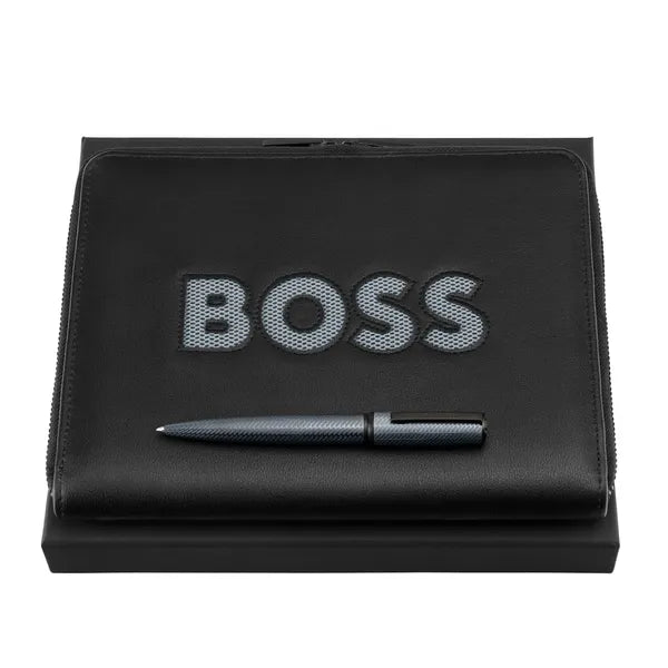 HUGO BOSS Schreibset, Black (Kugelschreiber & Konferenzmappe A5)