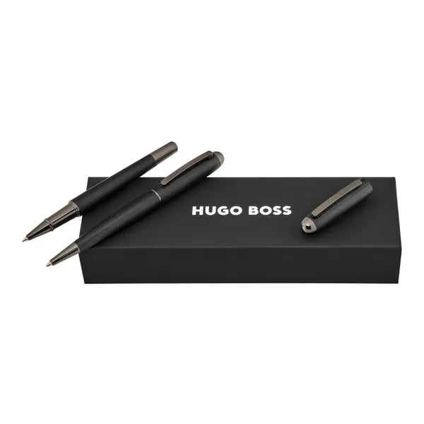 HUGO BOSS Schreibset Contour Pinstripe, Black (Kugelschreiber & Tintenroller)