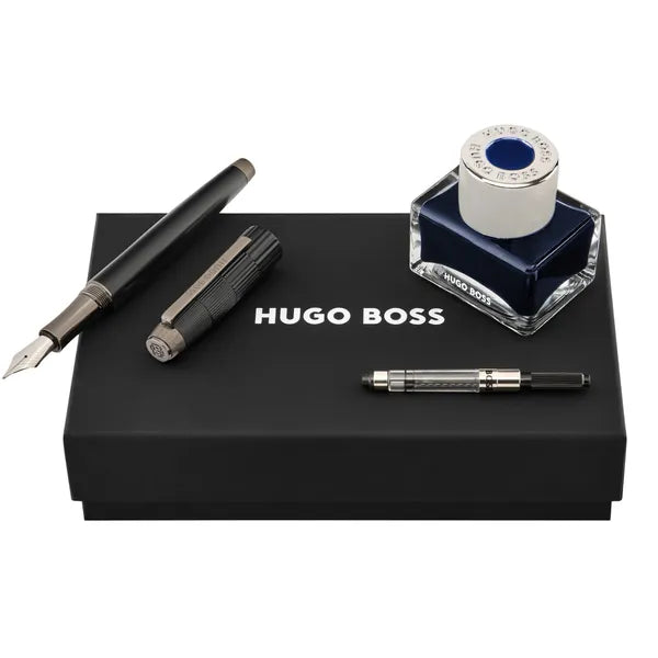 HUGO BOSS Schreibset Striato Black, Kugelschreiber mit Zubehör