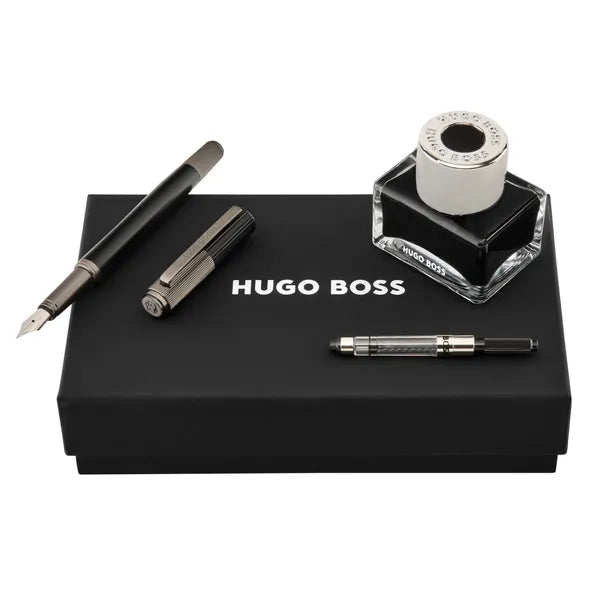 HUGO BOSS Schreibset Striade Black, Kugelschreiber mit Zubehör