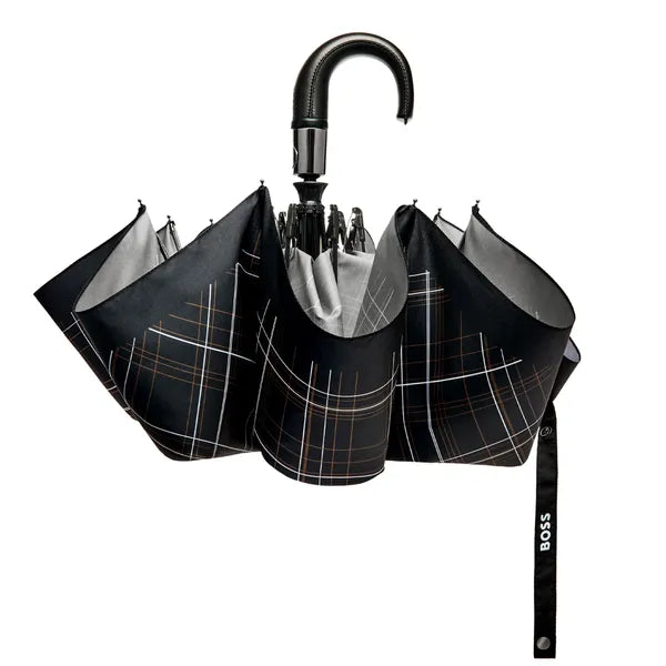 HUGO BOSS, Taschenschirm, Checkered, Black