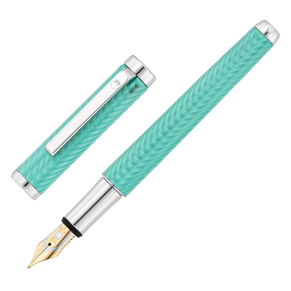 Waldmann, Füller Liberty, Wellen, guillochiert, 18K Feder, aquamarine