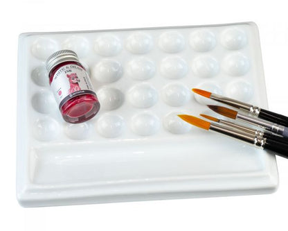 Porcelain Mixing Palette, Paint Mixing Palette with 29 Wells, Painting Palette 15.5 x 19 cm