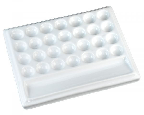 Porcelain Mixing Palette, Paint Mixing Palette with 29 Wells, Painting Palette 15.5 x 19 cm