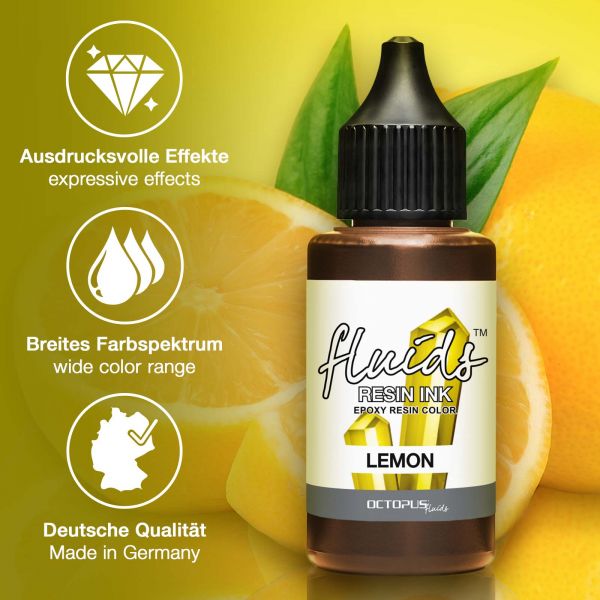 Octopus Fluids Resin Ink LEMON Alcohol Ink Yellow transparent