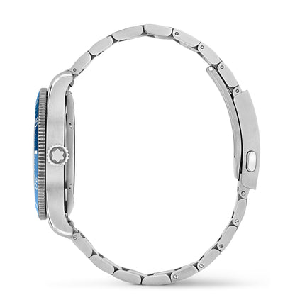Montblanc 1858 Iced Sea Automatik Datum 41 mm – blaues Zifferblatt, Edelstahlarmband (MB129369) – Ansicht 3