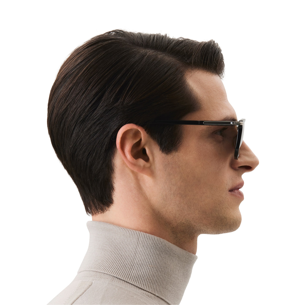 Montblanc Rechteckige Sonnenbrille mit schwarzem Acetatrahmen (MB129804) – Ansicht 3