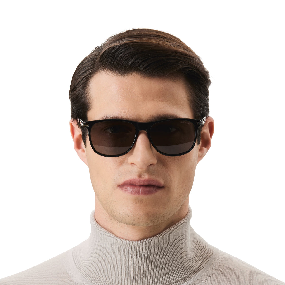Montblanc Rechteckige Sonnenbrille mit schwarzem Acetatrahmen (MB129804) – Ansicht 4