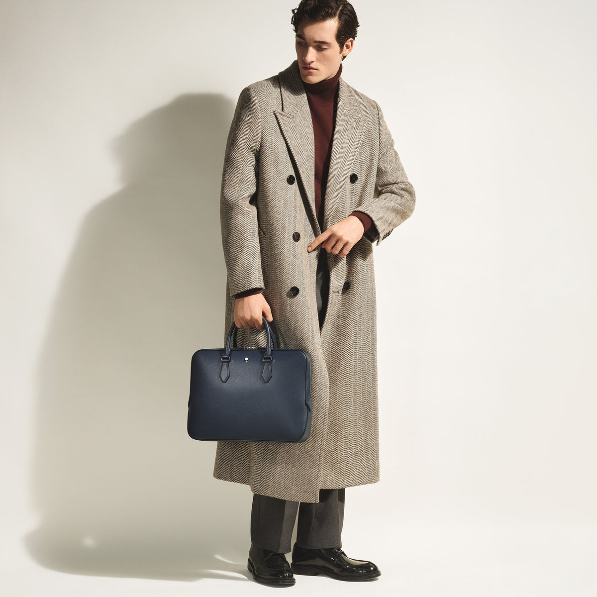 Montblanc Flache Schreibmappe aus Sartorial Leder – Tintenblau – Ansicht 2