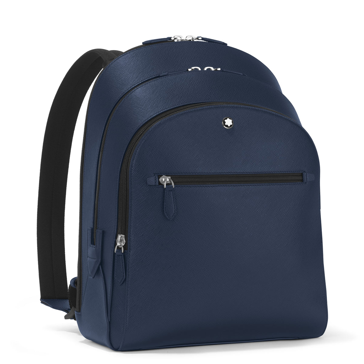 Montblanc Mittelgroßer Rucksack mit 3 Fächern aus Sartorial Leder – Tintenblau – Ansicht 3