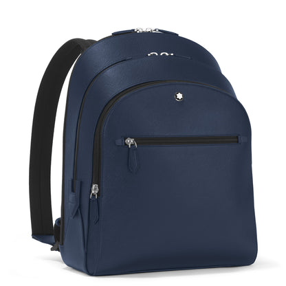 Montblanc Mittelgroßer Rucksack mit 3 Fächern aus Sartorial Leder – Tintenblau – Ansicht 3