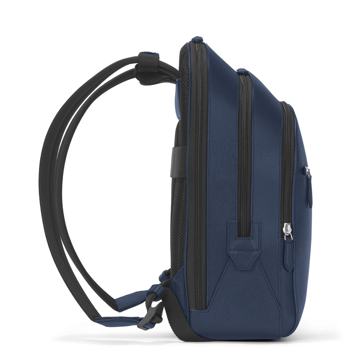 Montblanc Mittelgroßer Rucksack mit 3 Fächern aus Sartorial Leder – Tintenblau – Ansicht 4