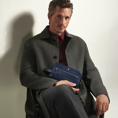 Montblanc Kosmetik Clutch aus Sartorial Leder – Tintenblau – Ansicht 2