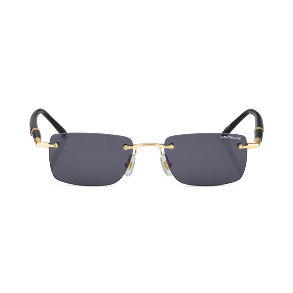Montblanc Rechteckige Sonnenbrille mit goldfarbenem Metallrahmen