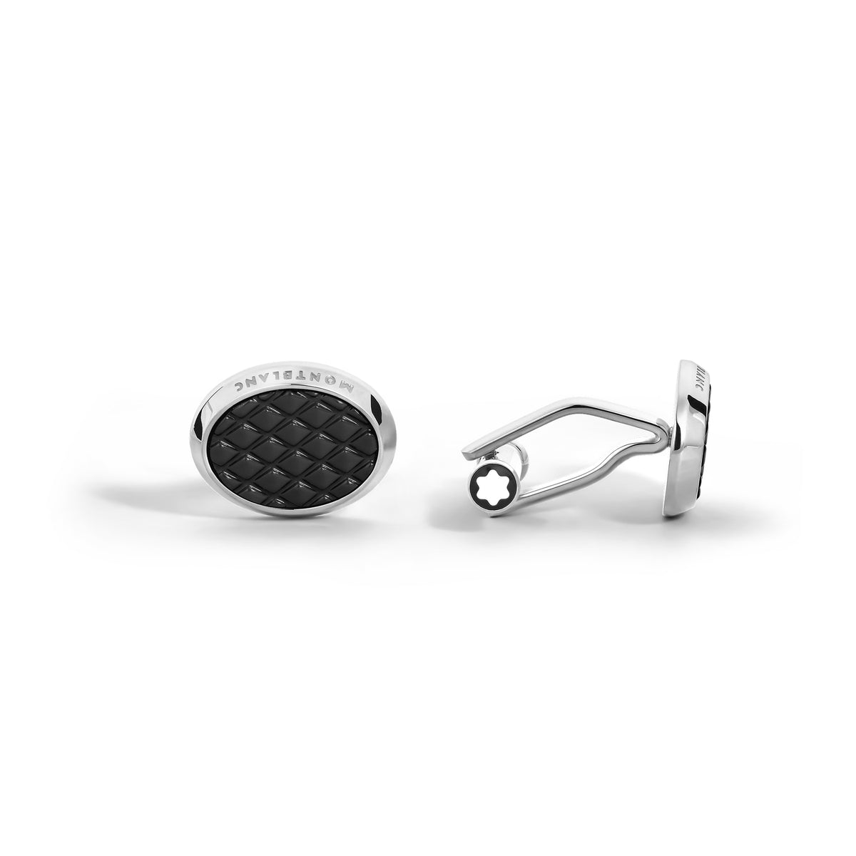 Montblanc Meisterstück Manschettenknöpfe Oval mit geometrischer Lackintarsie – Ansicht 1