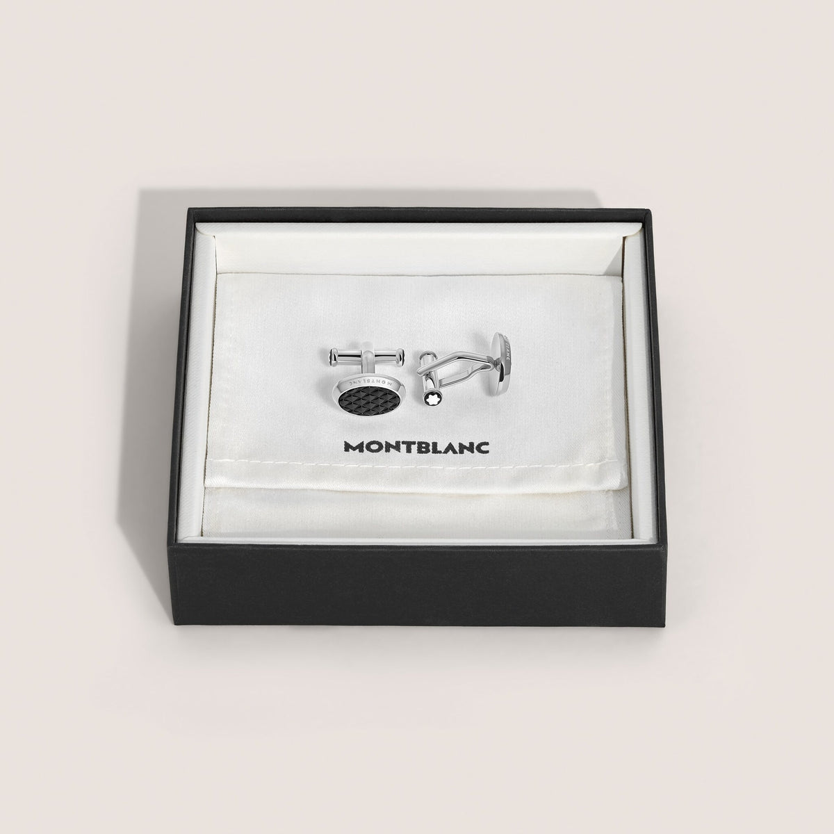 Montblanc Meisterstück Manschettenknöpfe Oval mit geometrischer Lackintarsie – Ansicht 3