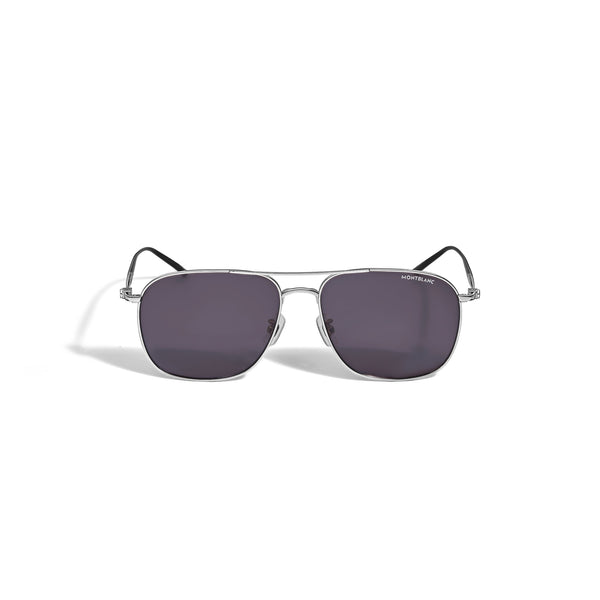 Montblanc Quadratische Sonnenbrille mit silberfarbenem Titanrahmen