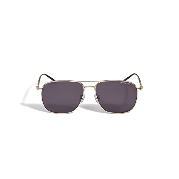 Montblanc Quadratische Sonnenbrille mit goldfarbenem Titanrahmen