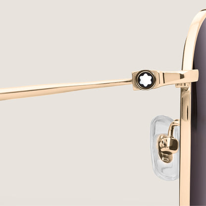 Montblanc Quadratische Sonnenbrille mit goldfarbenem Titanrahmen – Ansicht 3