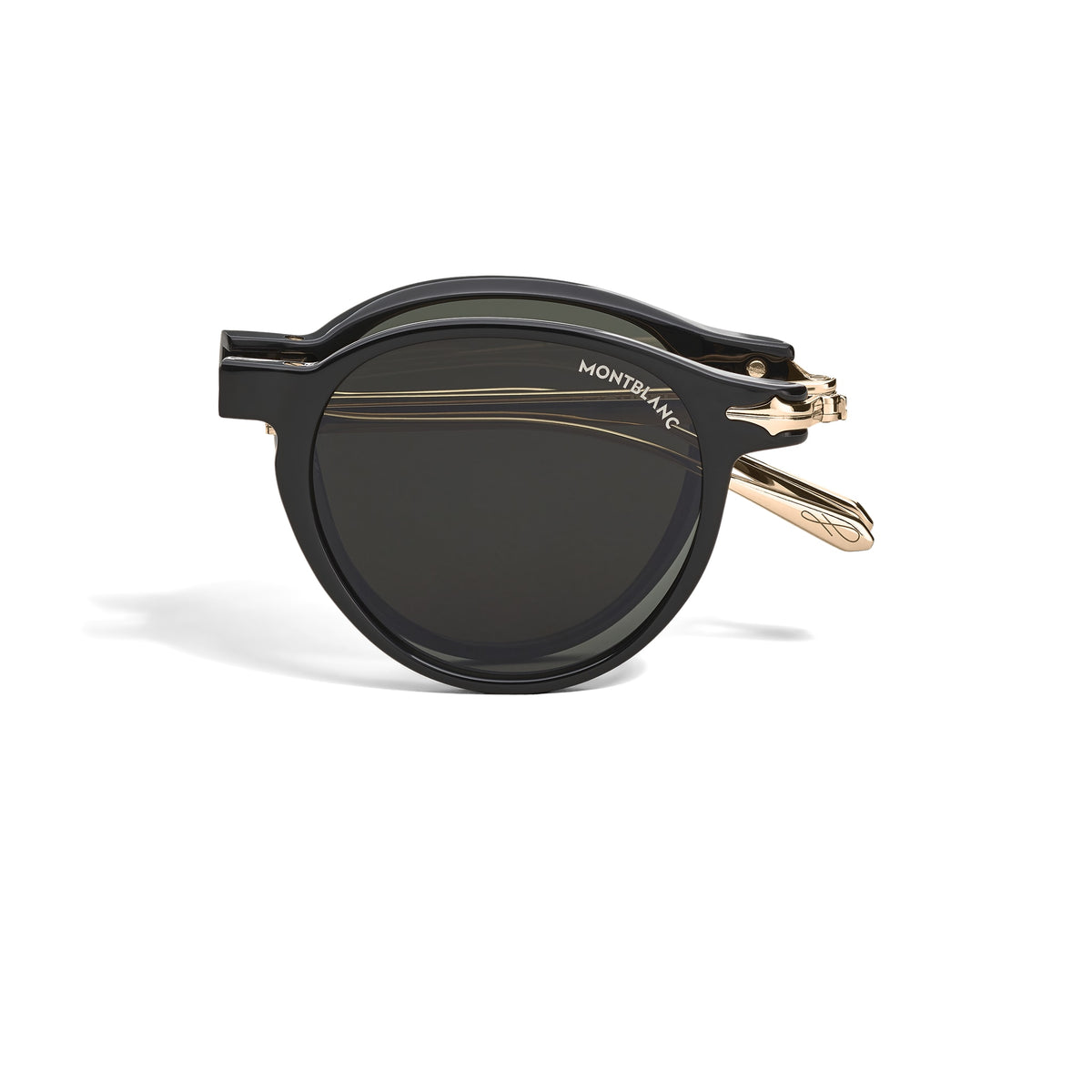 Montblanc Ovale faltbare Sonnenbrille mit schwarzem Spritzgussrahmen – Ansicht 1