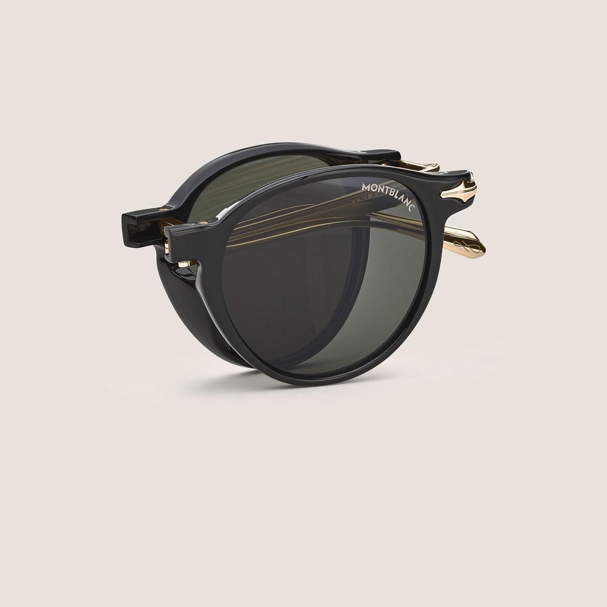 Montblanc Ovale faltbare Sonnenbrille mit schwarzem Spritzgussrahmen – Ansicht 2