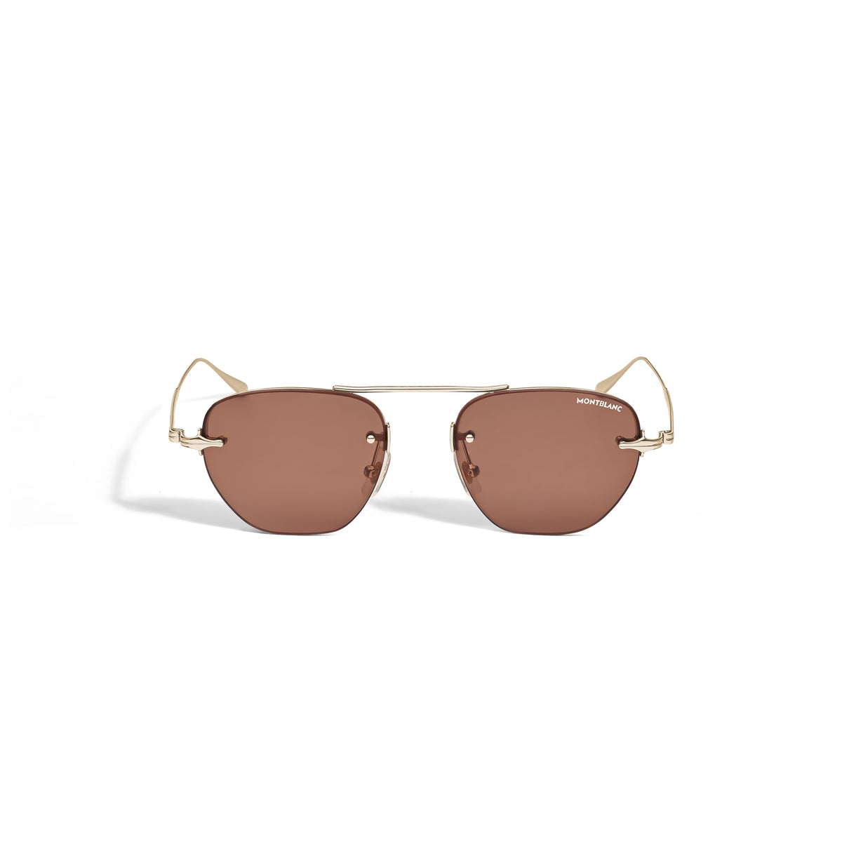 Montblanc Ovale Sonnenbrille mit goldfarbenem Metallrahmen – Ansicht 1