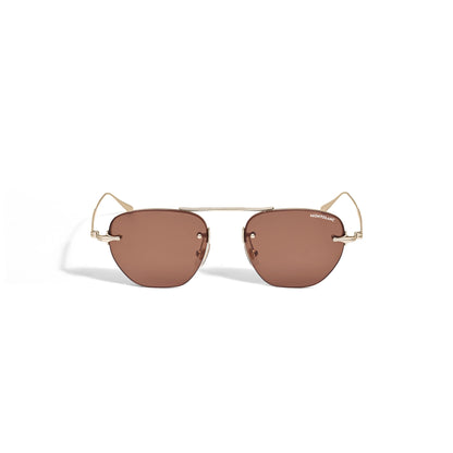 Montblanc Ovale Sonnenbrille mit goldfarbenem Metallrahmen – Ansicht 1
